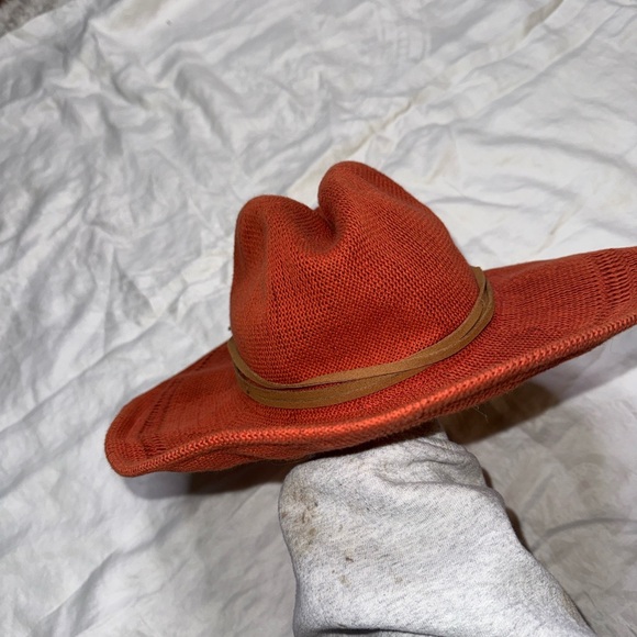 WYETH Whitney Panama, rust woven wide, rim, fedora, leather trim hat OS - Picture 9 of 9